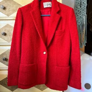 Gentry Red Bouclé Single-Button Blazer